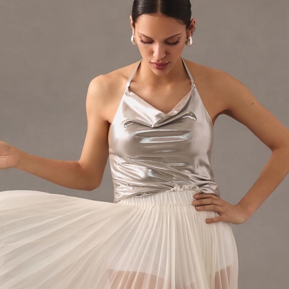 By Anthropologie Cowl-Neck Shine Halter Tank - Picture 2 of 3